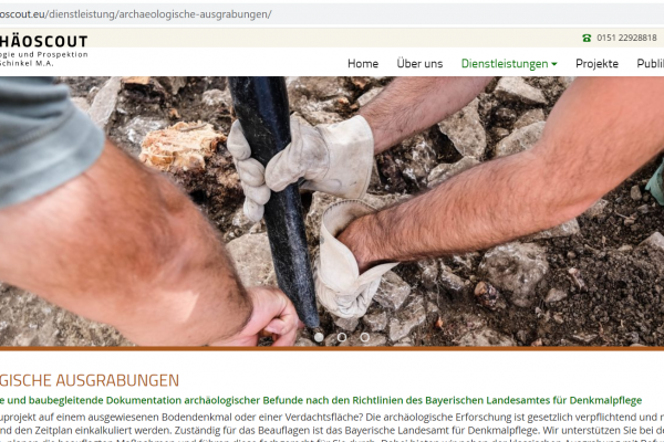 Archäoscout Website - Screenshot Content