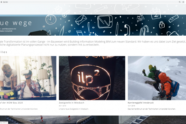 Screenshot aktuelles - Website für ilp² Ingenieure