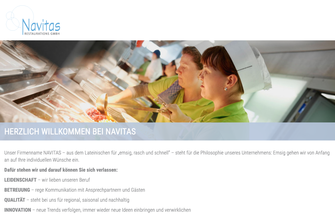 Website Navitas - Screenshot Startseite