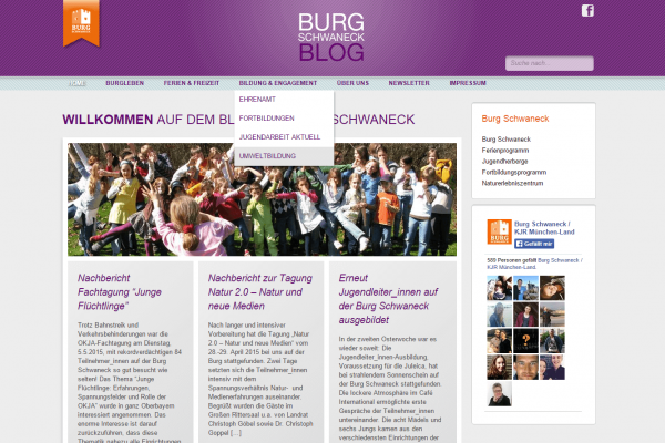 Blog Burg Schwaneck - Screenshot Website Menü