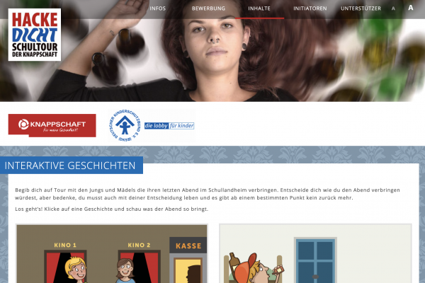 Knappschaft Hackedicht Scrollytelling - Sreenshot Website