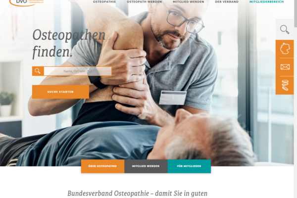 Screenshot aus BVO Website - Osteopathen-Suche