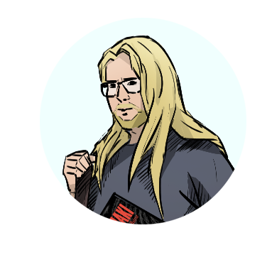 Erik Fredriksen als Comicfigur im Halbporträt