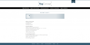 Website HygConcept - Screenshot Kontakt