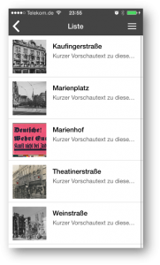 Screenshot - App für Landauer Walk - Liste