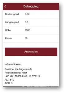 Screenshot - App für Landauer Walk - Debugging