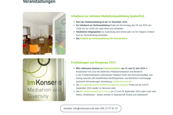 Screenshot der Website