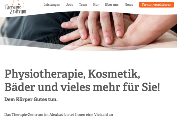 Screenshot der Startseite des Therapie-Zentrum