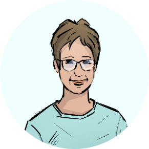 Angela Hoyer als Comic im Halbporträt