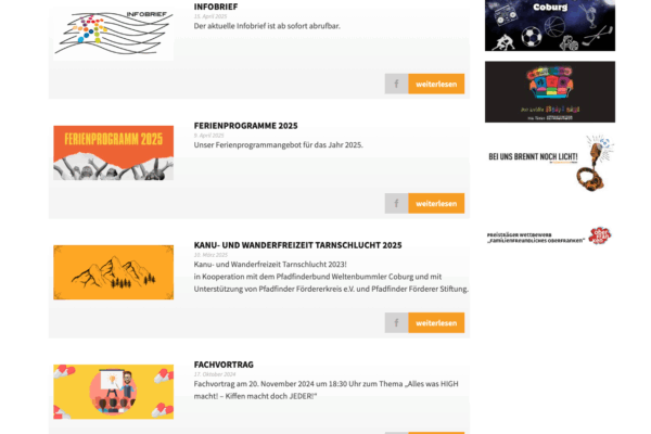 Screenshot der überarbeitenden Webseit des SJR Coburg
