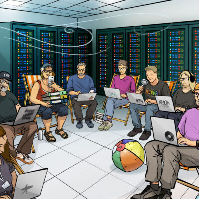 Sommerbanner 2025 - Digital und KI gezeichnet- Sommer im Serverraum