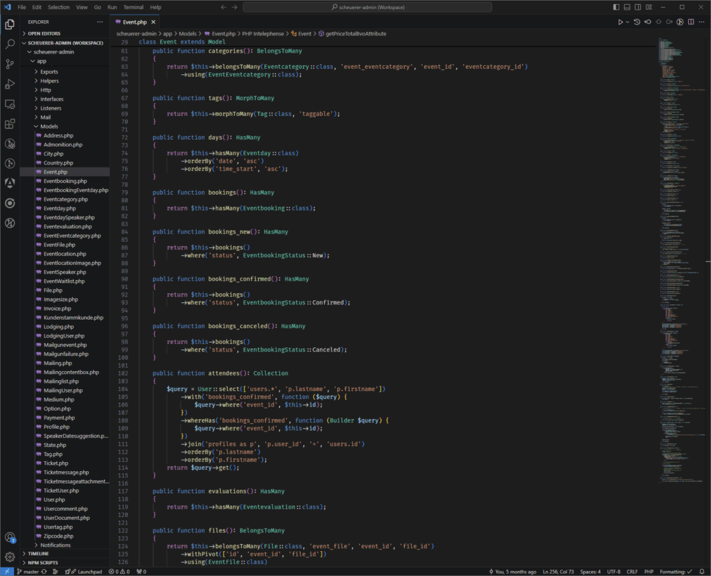 Screenshot - Codes für eine Website 