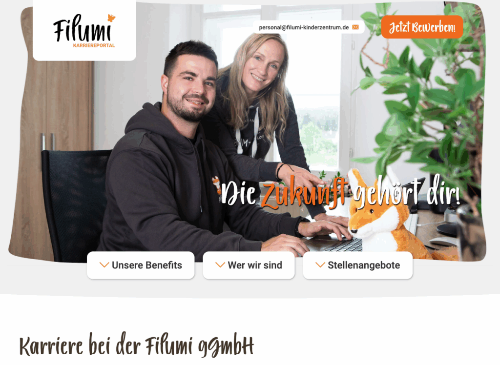 Screenshot der Karriere-Seite von Filumi