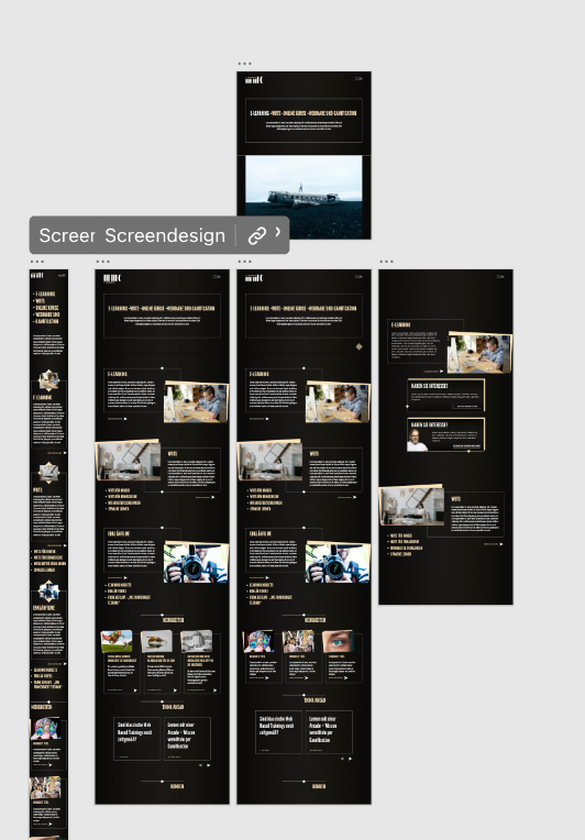screenshot einer Screendesign-Website mit Inhalten