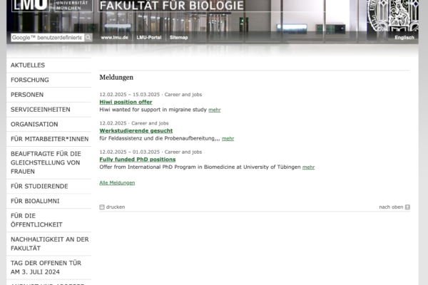 LMU alte Webseite