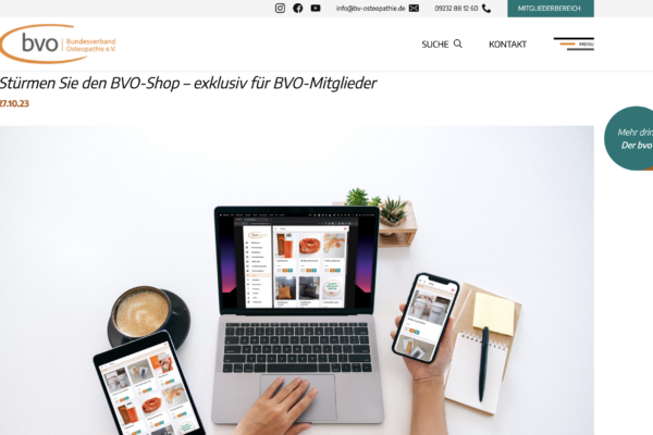 Startseite des BVO Shops